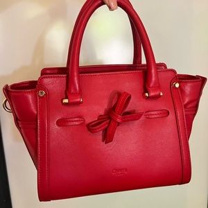 Cherry Paris ( cherry berry ) leather bag small with strap